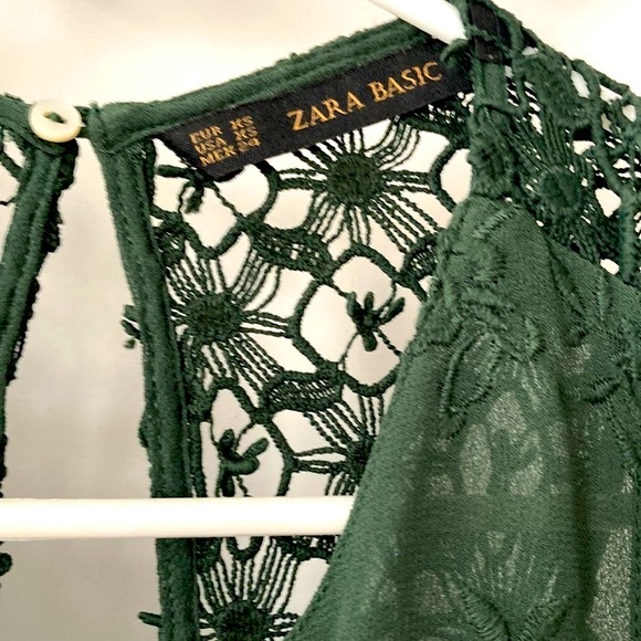 ZARA Special Collection Emerald Crochet Lace Maxi Dress - Picture 4 of 8